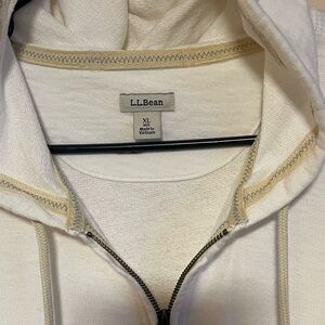 L.L. Bean White Full-Zip Down Hooded sweatshirt
